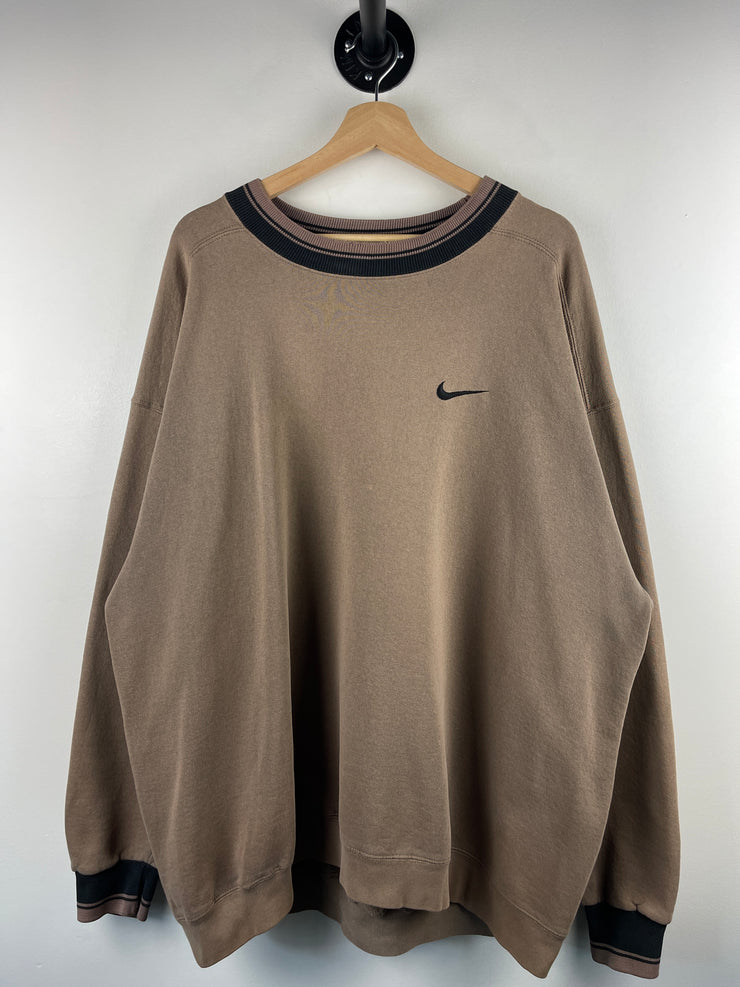 Vintage 90s Nike Mini Swoosh Mocha Brown & Black Crewneck