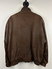 Vintage 90s Canadian Leather Brown Cropped Leather Bomber Jacket