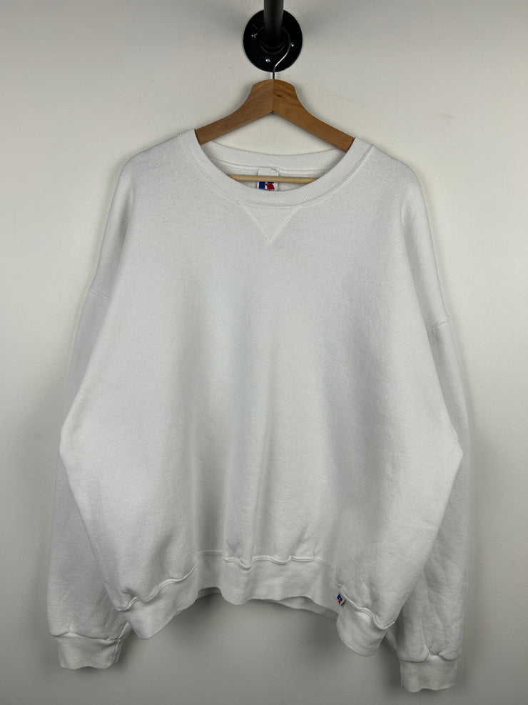 Vintage 90s Russell Athletic Blank White Crewneck