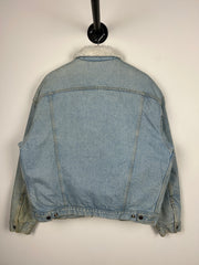 Vintage 90s Levis Sherpa Lined Light Wash Blue Denim Jacket