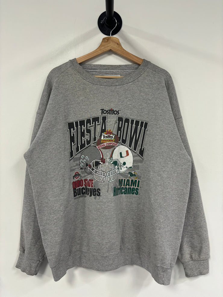 Vintage 2003 Fiesta Bowl Buckeyes VS Hurricanes Grey Crewneck