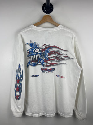 Vintage NHRA Piranaz Racing White Long Sleeve