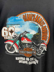 Vintage Harley Davidson Screamin Eagle Flames Niagara Falls Canada Black Long Sleeve