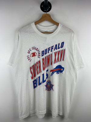 Vintage 90s NFL Buffalo Bills Super Bowl XXVI White Tee