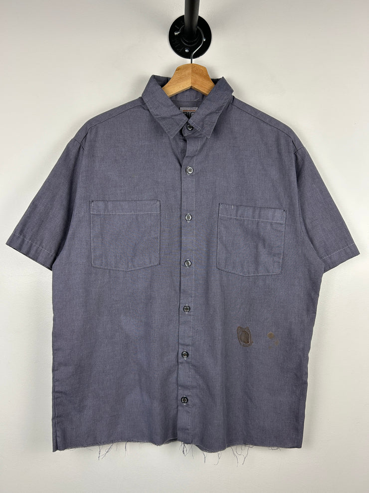 Vintage Inmate Dept Of Corrections Prison Uniform Cropped Button Up Short Sleeve Shirt