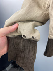 Vintage Hurley Skateboards Surfing Beige & Brown Fleece Lined Zip Up Hoodie