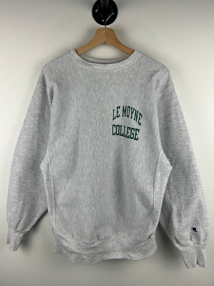 Vintage 90s Champion Reverse Weave Le Moyne College Grey Crewneck