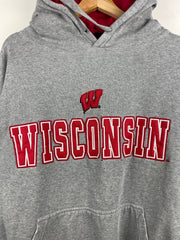 Vintage Wisconsin Embroidered Grey Hoodie