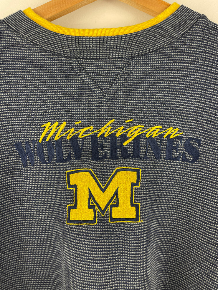 Vintage 90s Michigan Wolverines Embroidered Navy & Yellow Crewneck