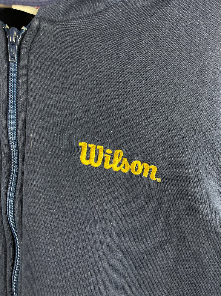 Vintage 90s Wilson Embroidered Navy Zip Up Hoodie