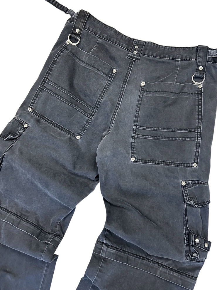 Vintage Y2K Tripp NYC Bondage Baggy Black Cargo Pants