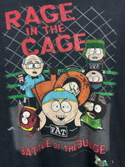 Vintage 90s South Park WWF Rage In The Cage Black Tee