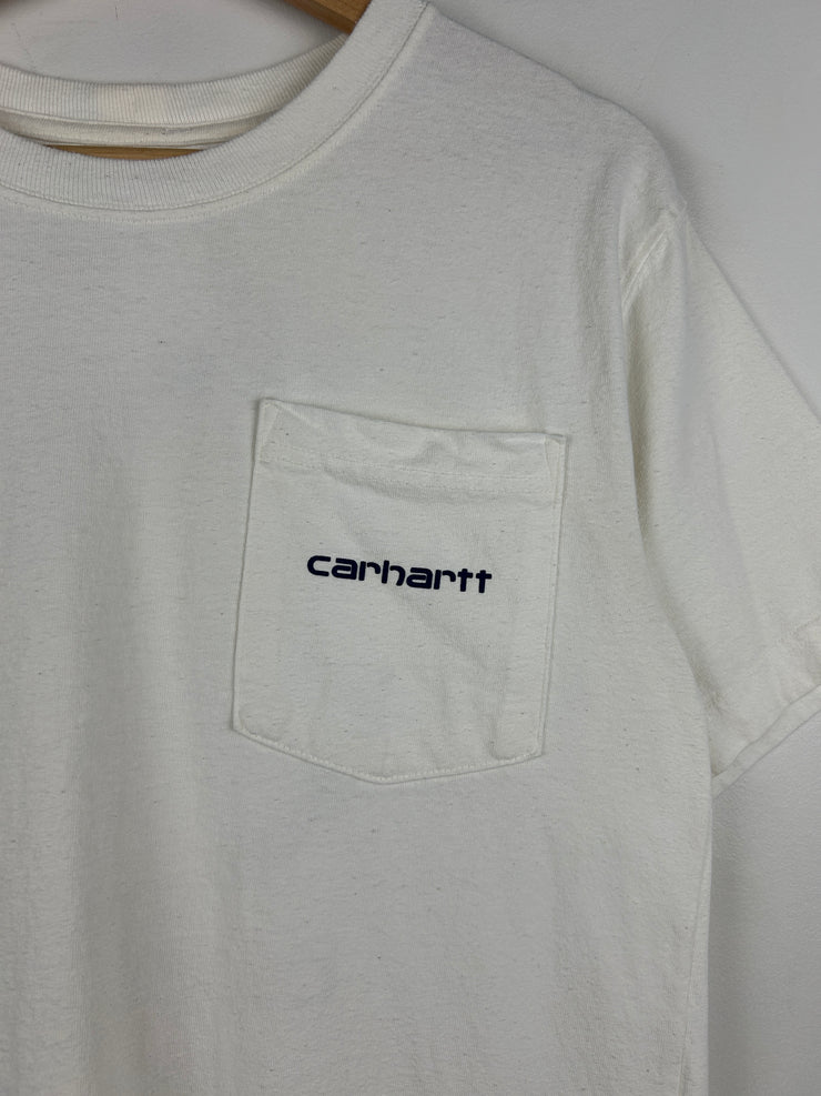 Vintage Carhartt Spellout White Pocket Tee