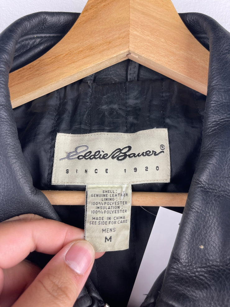 Vintage Eddie Bauer Black Leather Cropped Jacket