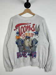 Vintage 1994 Toronto Blue Jays Looney Tunes Grey Crewneck