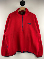 Vintage 90s LL Bean Red Quarter Zip Fleece Sweater