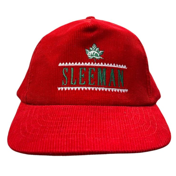 Vintage 90s Sleeman Beer Corduroy Red Snapback Hat
