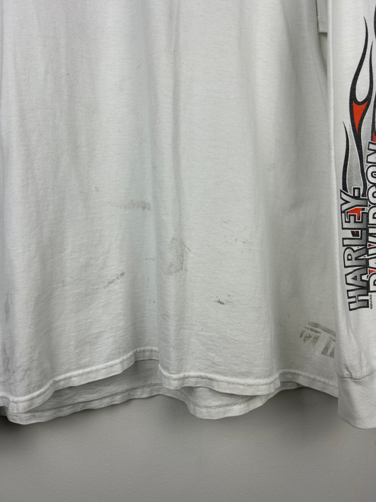 Vintage Harley Davidson Johnstown Flames White Long Sleeve