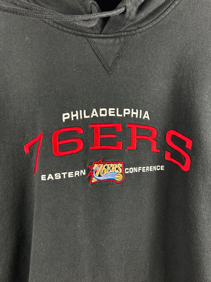 Vintage NBA Philadelphia 76ers Embroidered Black Hoodie