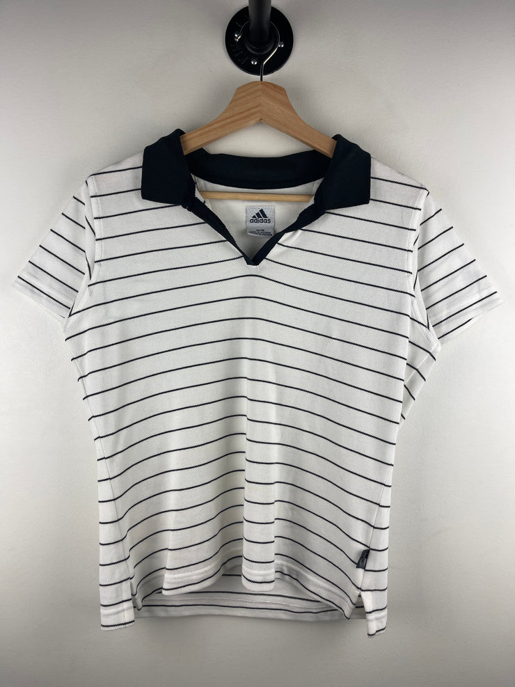 Vintage Adidas Golf White Striped Women’s Polo Shirt