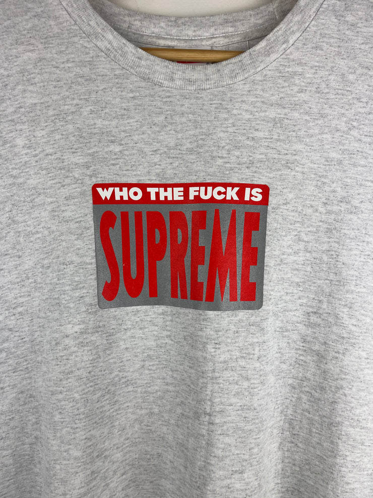 Supreme SS19 Who The F*ck Ash Grey Tee
