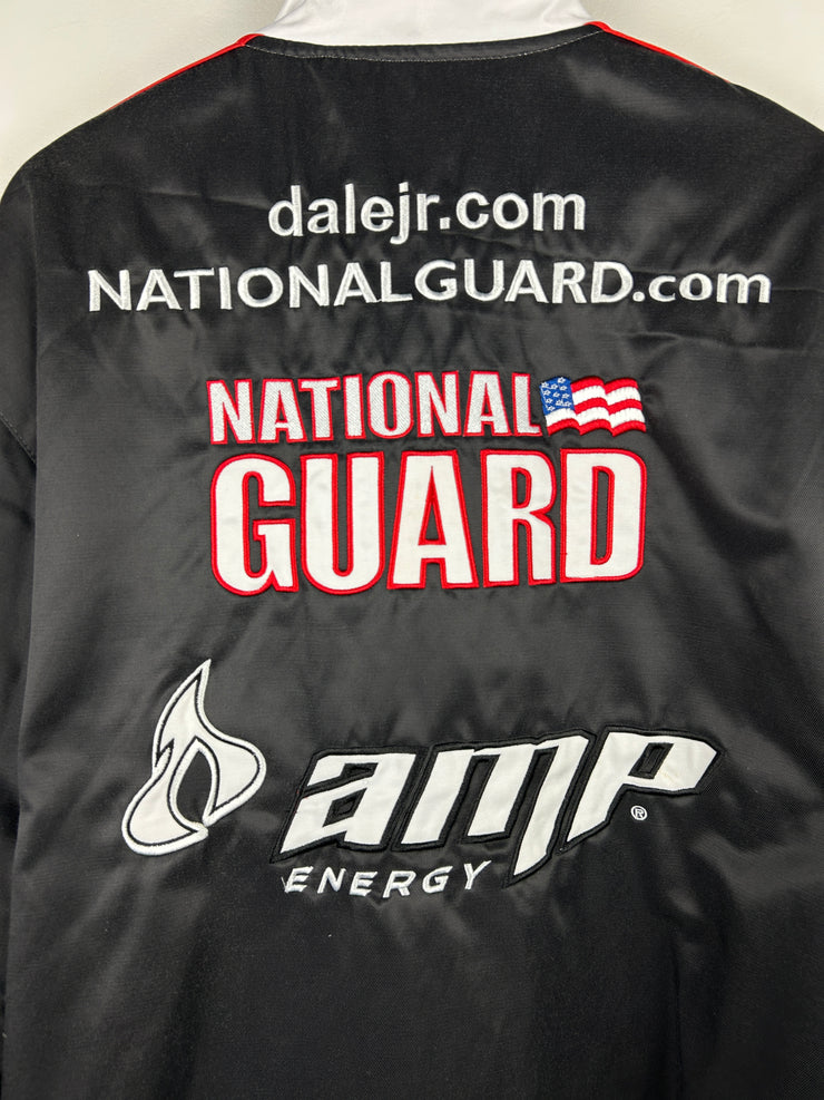 Vintage Nascar Chase Dale Jr National Guard Satin Black Racing Jacket