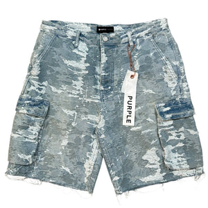 Purple Brand Dirty Jacquard Blue Denim Cargo Shorts