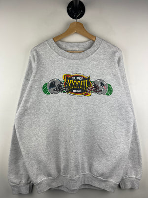 Vintage 2004 NFL New England Patriots VS Carolina Panthers Super Bowl Grey Crewneck