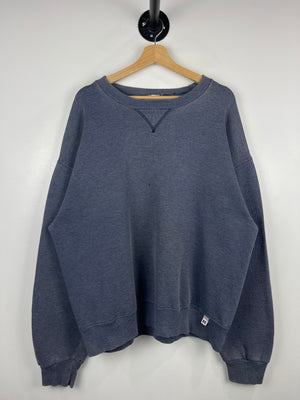 Vintage 90s Russell Athletic Blank Faded Dark Blue Crewneck