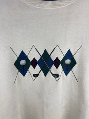 Vintage Croft & Barrow Golf Embroidered Cream Crewneck