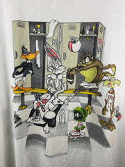 Vintage 90s Looney Tunes Locker Room Football White Tee