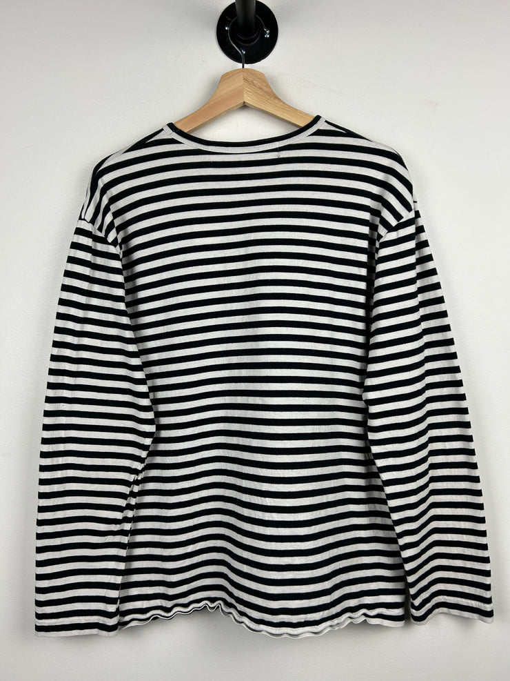 Comme Des Garcons Play Heart Black & White Striped Long Sleeve