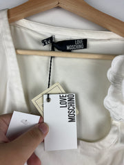 Vintage Moschino Women's White Flowered Dress