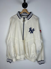 Vintage 90's Pro Player New York Yankees Half Zip White Windbreaker