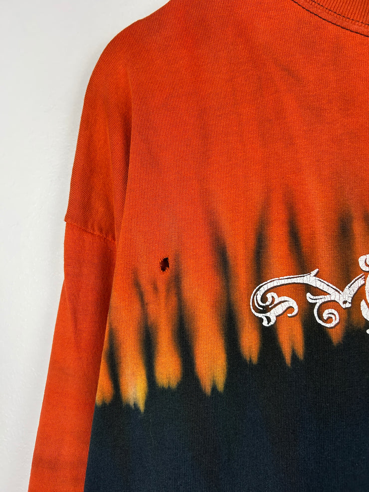 Vintage Harley Davidson Black & Orange Tie Dye Long Sleeve