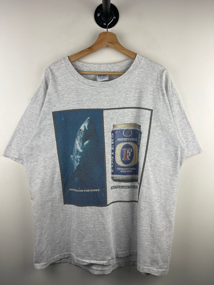 Vintage 90s Australian Beer Shark Promo Grey Tee