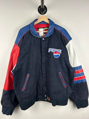 Vintage 90s Jeff Hamilton Pepsi Leather Navy Varsity Jacket