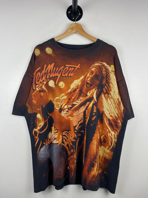 Vintage 90s Ted Nugent Spirit Of The Wild Winterland All Over Print Black Tee