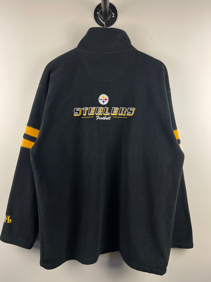 Vintage NFL Pittsburgh Steelers Quarter Zip Black Fleece Sweater