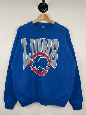 Vintage 90s NFL Trench Detroit Lions Blue Crewneck