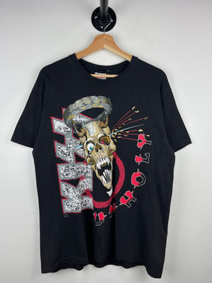 Vintage 90s Kiss Pushead Skull Unholy Black Tee