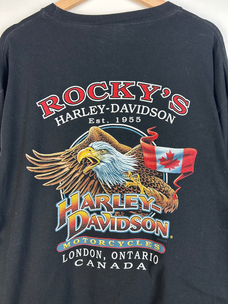 Vintage Harley Davidson Eagle Flames Black Long Sleeve