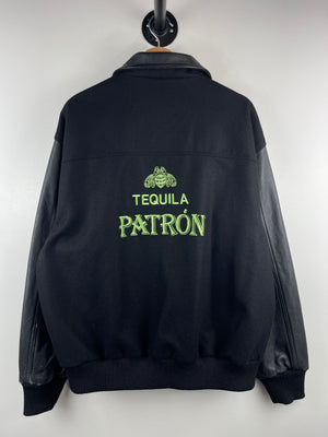 Vintage 90s Patron Tequila Black Wool & Leather