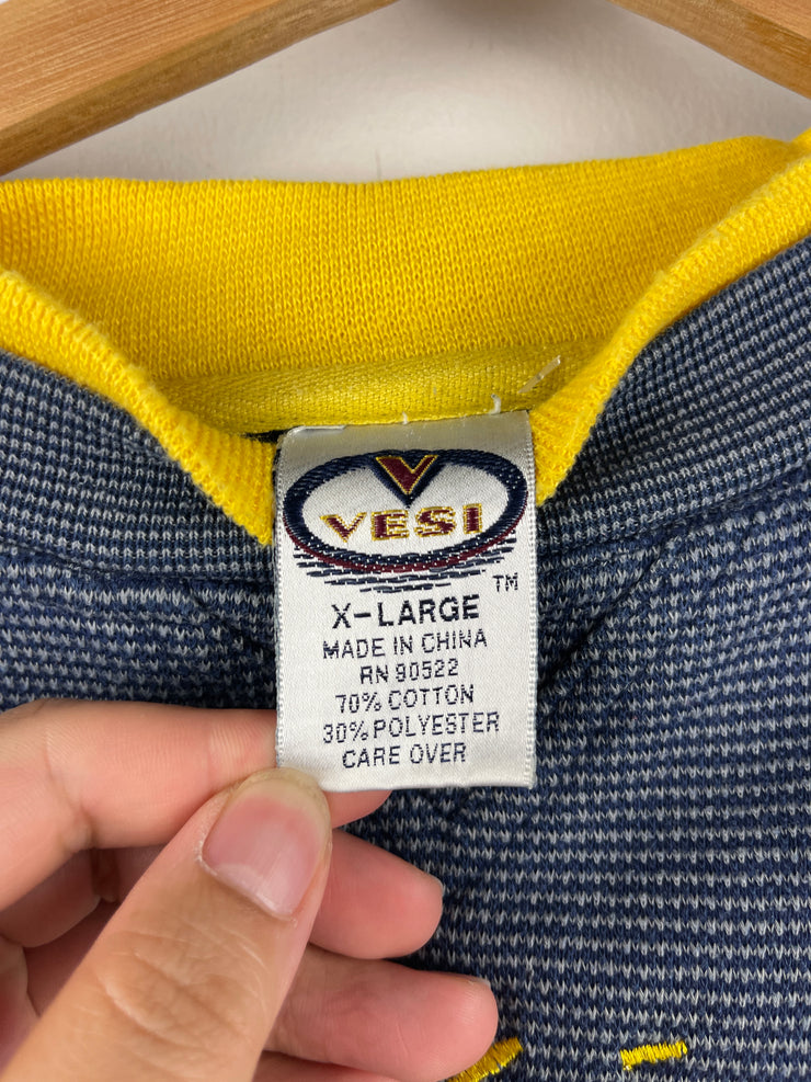 Vintage 90s Michigan Wolverines Embroidered Navy & Yellow Crewneck