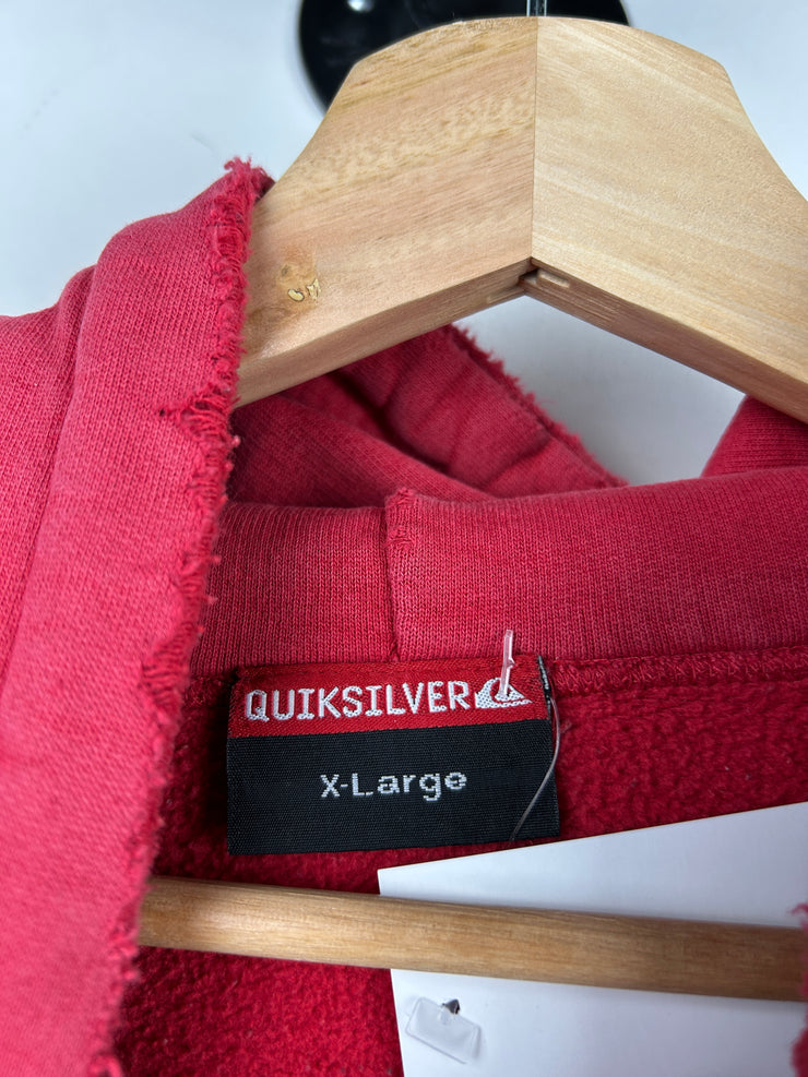 Vintage 90s Quiksilver Spellout Red Hoodie