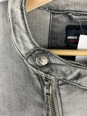 Vintage Miss Sixty Women's Black & Grey Denim Moto Jacket