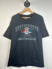 Vintage Harley Davidson Police Brotherhood Black Tee