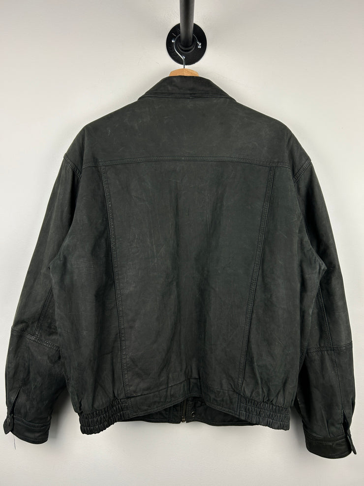 Vintage St. Johns Bay Black Suede Bomber Jacket