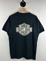 Vintage 80s Harley Davidson Greg Styles Poker Run Black Ringer Tee