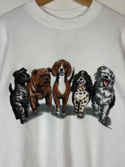 Vintage 90's Dogs White Crewneck